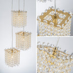 3-Light Modern Gold Pendant Light Crystal Hanging Chandelier Kitchen