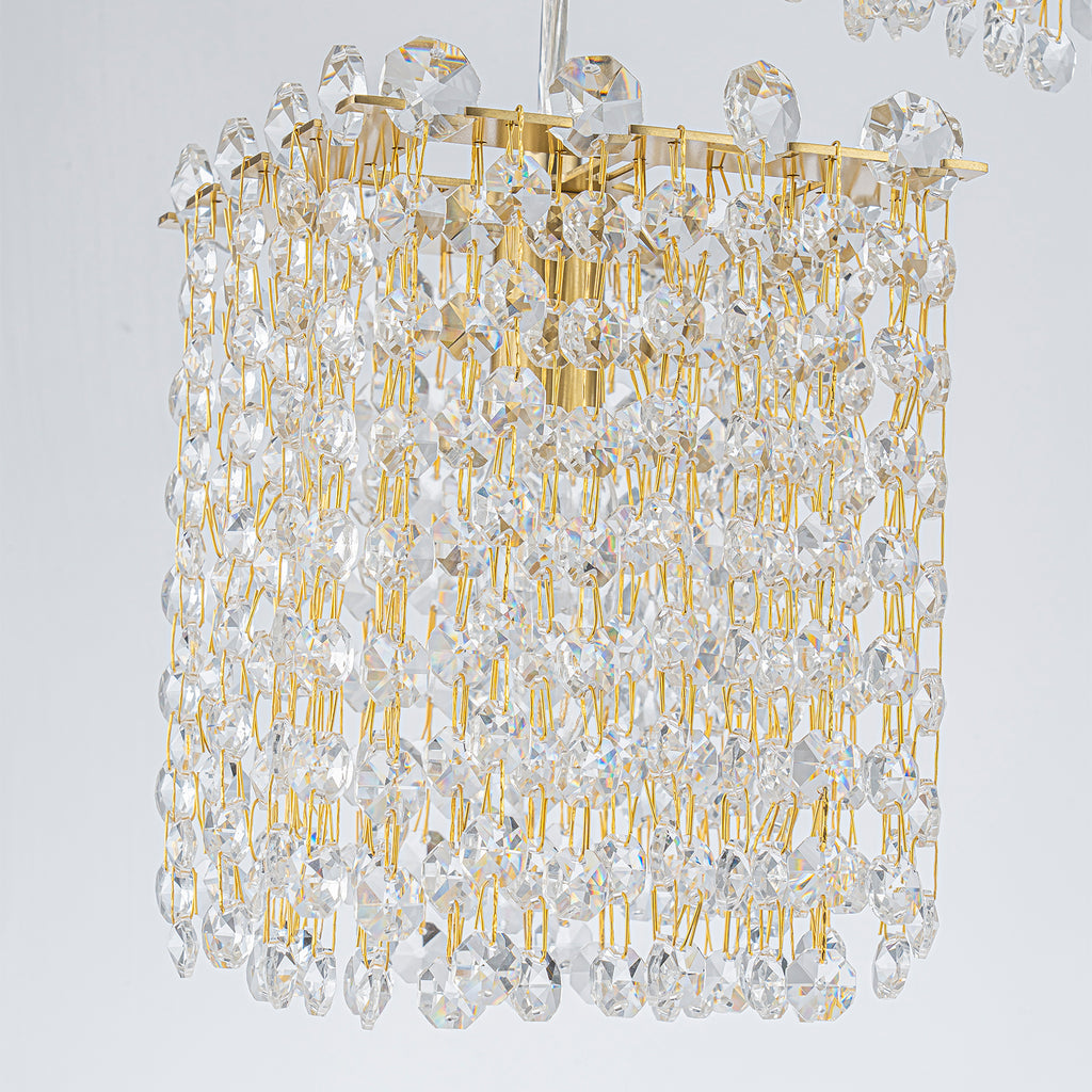 3-Light Modern Gold Pendant Light Crystal Hanging Chandelier Kitchen