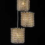 3-Light Modern Gold Pendant Light Crystal Hanging Chandelier Kitchen