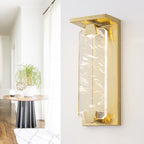 Brushed Gold LED Wall Sconce Hexagonal Clouded Glass Panel Dimmable - product image 3 | Zenvolit