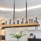 18-Light Linear Chandelier Farmhouse Candle Kitchen Island Light - product image 1 | Zenvolit