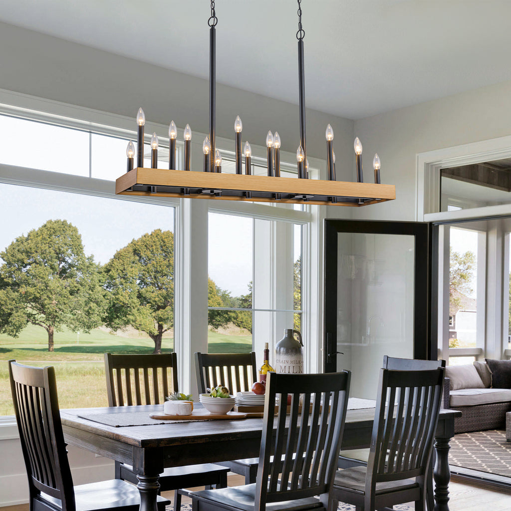 18-Light Linear Chandelier Farmhouse Candle Kitchen Island Light - product image 2 | Zenvolit
