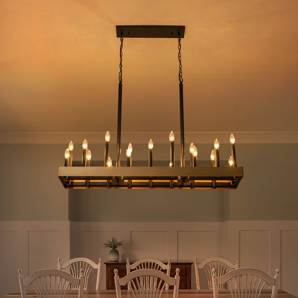18-Light Linear Chandelier Farmhouse Candle Kitchen Island Light - product image 3 | Zenvolit