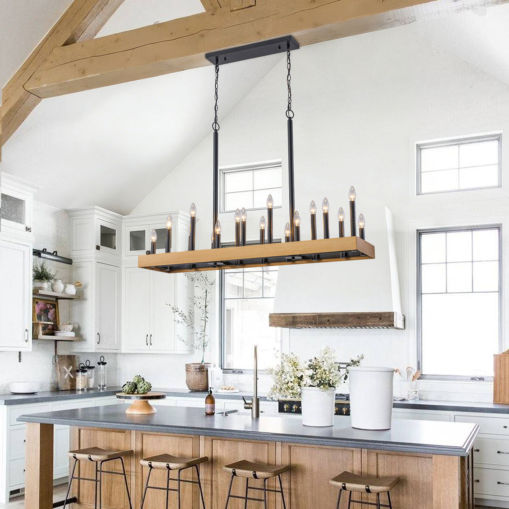 18-Light Linear Chandelier Farmhouse Candle Kitchen Island Light - product image 5 | Zenvolit