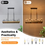 18-Light Linear Chandelier Farmhouse Candle Kitchen Island Light - product image 8 | Zenvolit