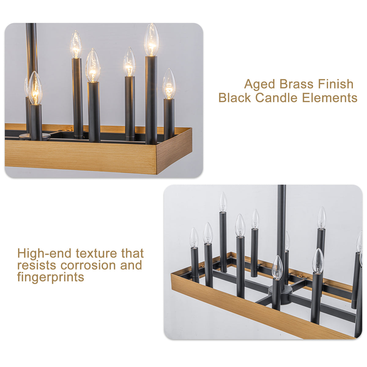 18-Light Linear Chandelier Farmhouse Candle Kitchen Island Light - product image 11 | Zenvolit