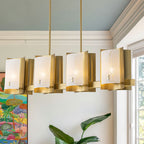 8-Light Gold Linear Chandelier Crackle Glass Pendant Light Kitchen - product image 1 | Zenvolit