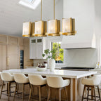 8-Light Gold Linear Chandelier Crackle Glass Pendant Light Kitchen - product image 4 | Zenvolit