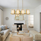 8-Light Gold Linear Chandelier Crackle Glass Pendant Light Kitchen - product image 5 | Zenvolit