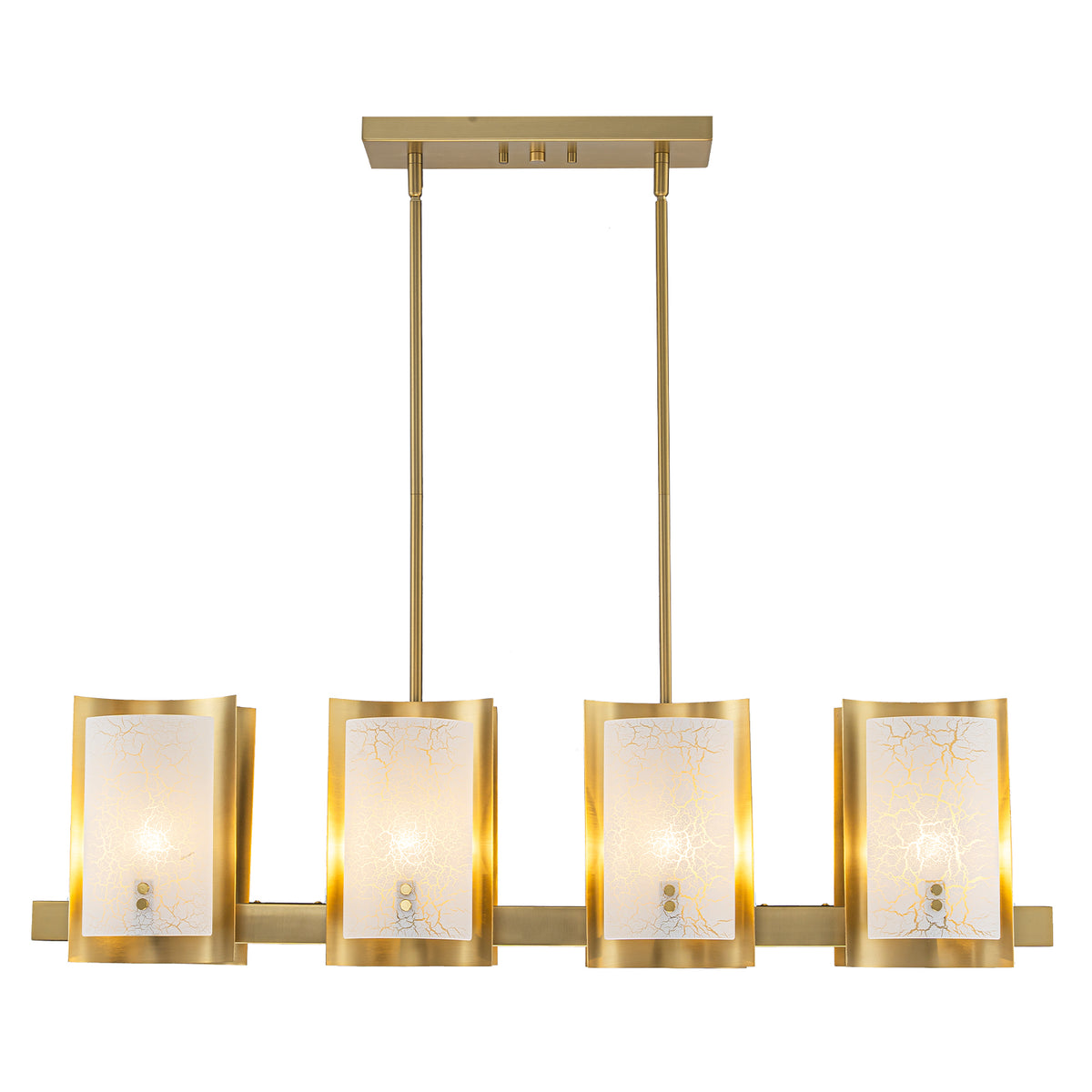 8-Light Gold Linear Chandelier Crackle Glass Pendant Light Kitchen - product image 9 | Zenvolit
