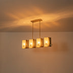 8-Light Gold Linear Chandelier Crackle Glass Pendant Light Kitchen - product image 10 | Zenvolit