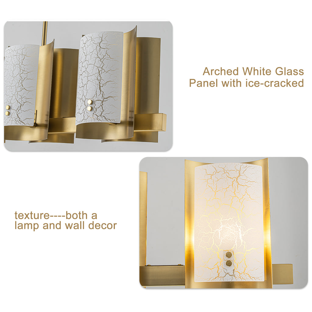 8-Light Gold Linear Chandelier Crackle Glass Pendant Light Kitchen - product image 11 | Zenvolit