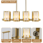 8-Light Gold Linear Chandelier Crackle Glass Pendant Light Kitchen - product image 12 | Zenvolit