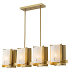 8-Light Gold Linear Chandelier Crackle Glass Pendant Light Kitchen - product image 13 | Zenvolit