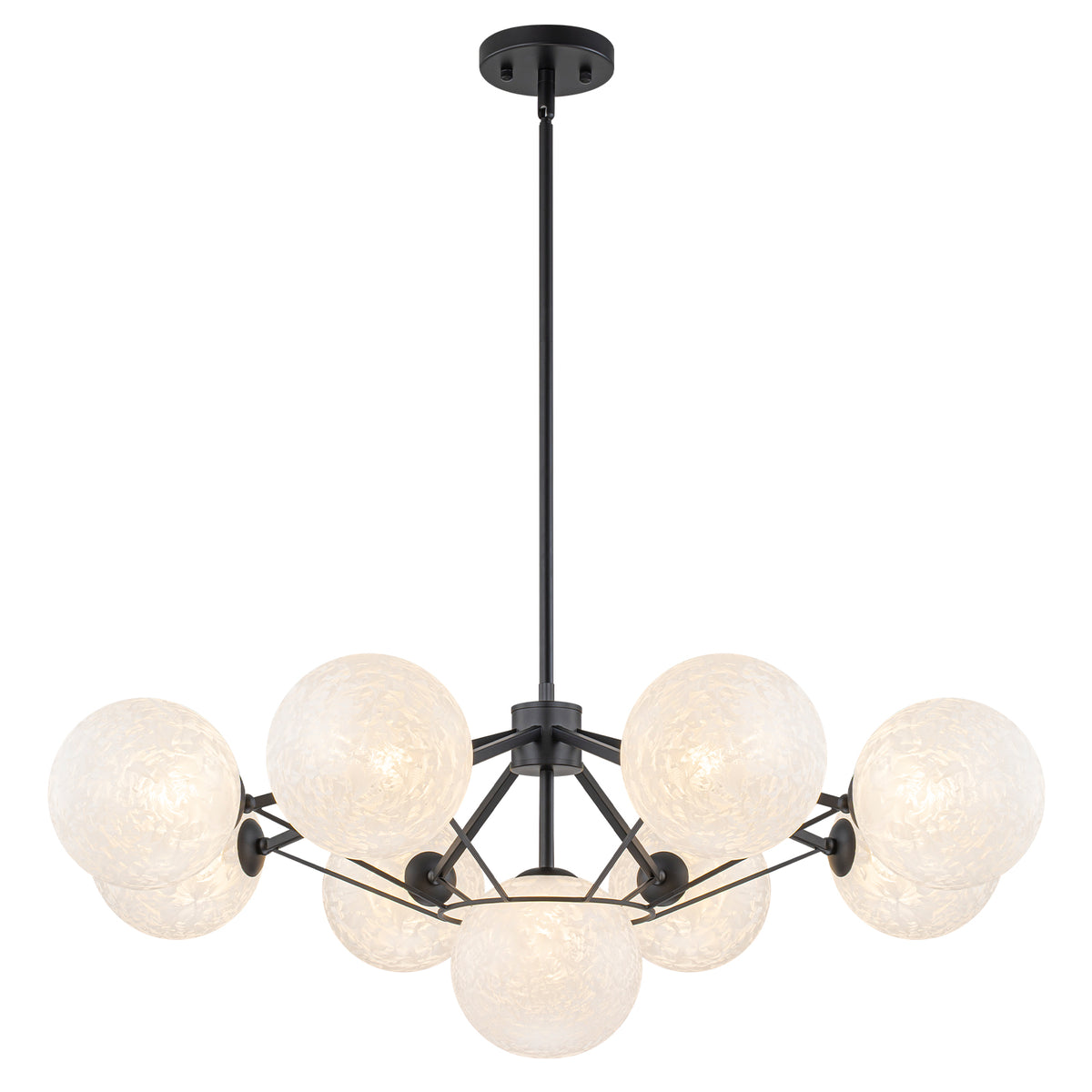 9-Light Modern Umbrella Chandelier Textured Ice Glass Globes - product image 1 | Zenvolit