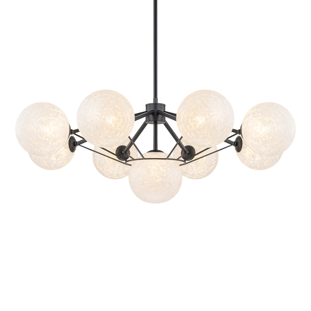 9-Light Modern Umbrella Chandelier Textured Ice Glass Globes - product image 4 | Zenvolit