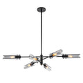 6-Light Modern Branch Chandelier 2-in-1 Curved Smoke Glass Panels - product image 1 | Zenvolit