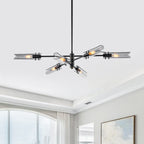6-Light Modern Branch Chandelier 2-in-1 Curved Smoke Glass Panels - product image 2 | Zenvolit