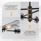 6-Light Modern Branch Chandelier 2-in-1 Curved Smoke Glass Panels - product image 5 | Zenvolit