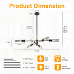 6-Light Modern Branch Chandelier 2-in-1 Curved Smoke Glass Panels - product image 6 | Zenvolit