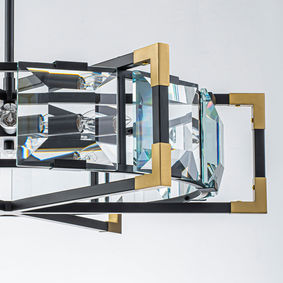 6-Light Modern Chandelier Crystal Round Frame, Black & Gold Frame - product image 4 | Zenvolit