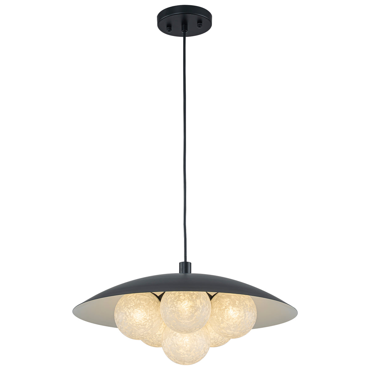 6-Light Modern Pendant Light with UFO Metal Shade Crackle Glass Globes - product image 13 | Zenvolit