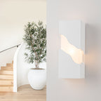 1-Light Modern Split Block Wall Sconce, White Plaster & Acrylic - product image 2 | Zenvolit