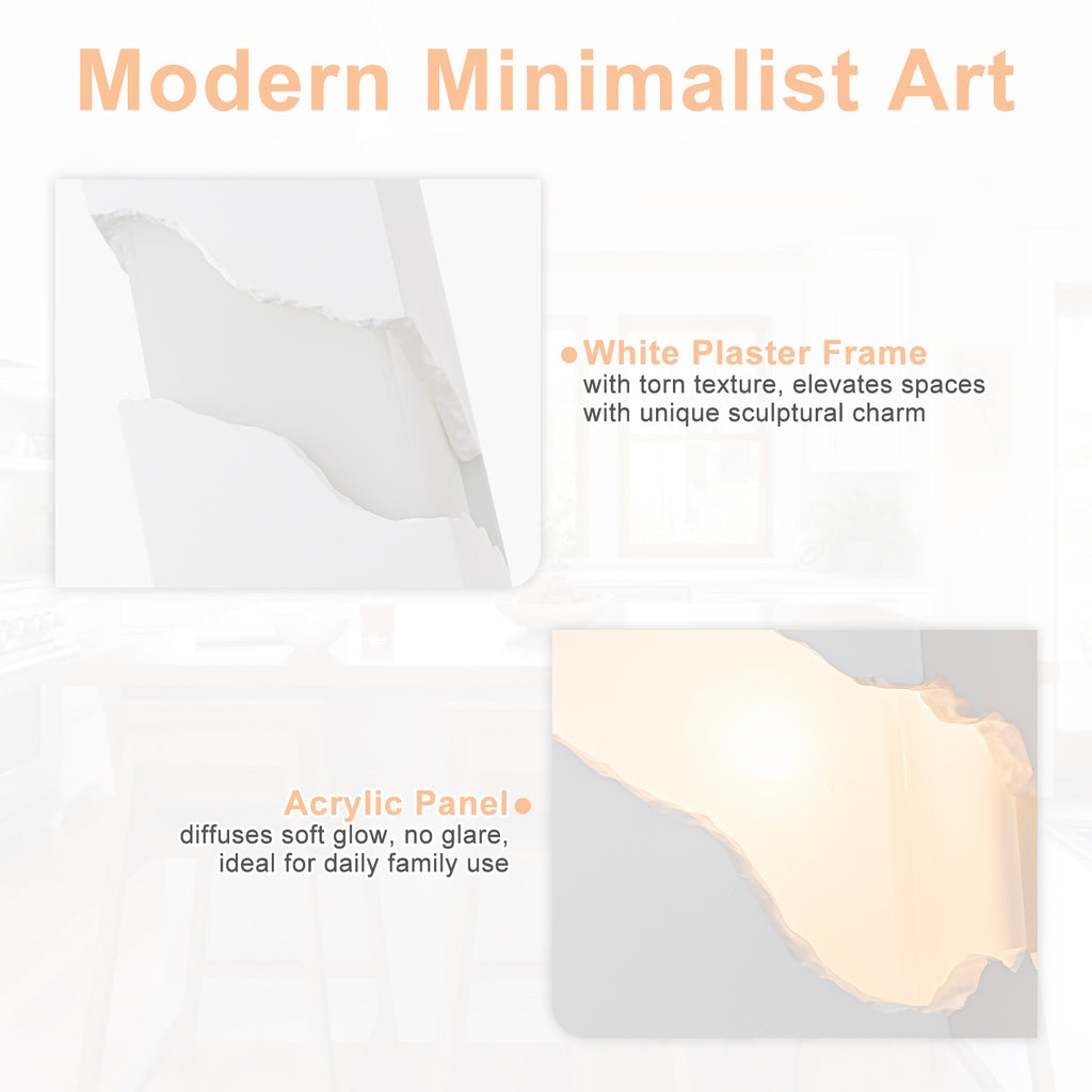 1-Light Modern Split Block Wall Sconce, White Plaster & Acrylic - product image 3 | Zenvolit