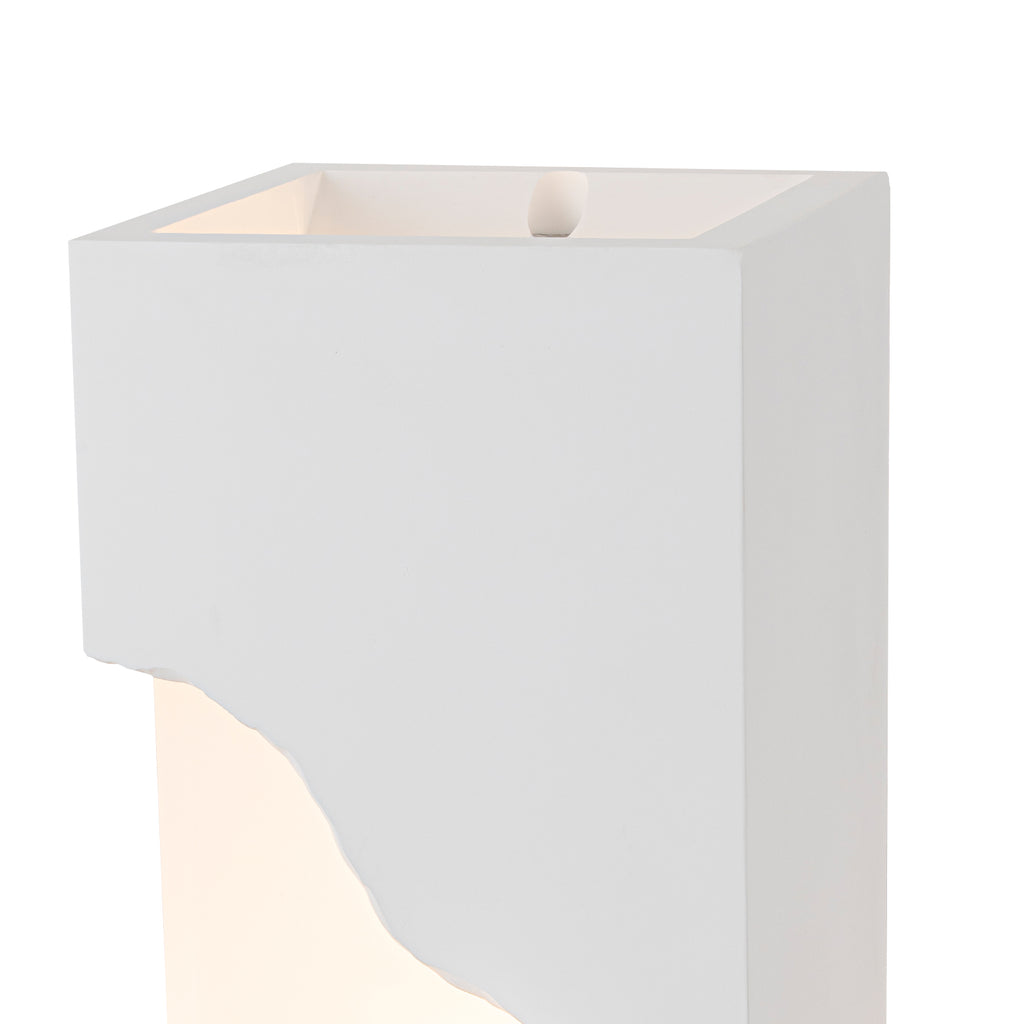1-Light Modern Split Block Wall Sconce, White Plaster & Acrylic - product image 4 | Zenvolit