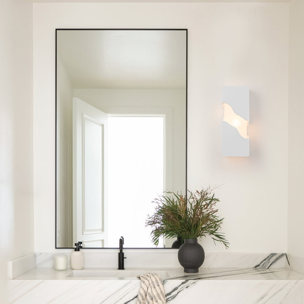 1-Light Modern Split Block Wall Sconce, White Plaster & Acrylic - product image 11 | Zenvolit