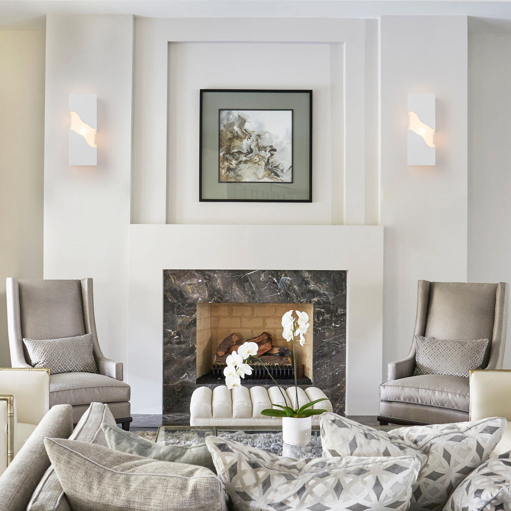 1-Light Modern Split Block Wall Sconce, White Plaster & Acrylic - product image 13 | Zenvolit