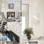 1-Light Modern Split Block Wall Sconce, White Plaster & Acrylic - product image 14 | Zenvolit