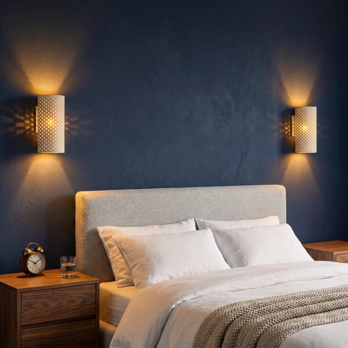 Modern White Cylinder Wall Sconce Plaster Shade Bedroom Living Room - product image 5 | Zenvolit