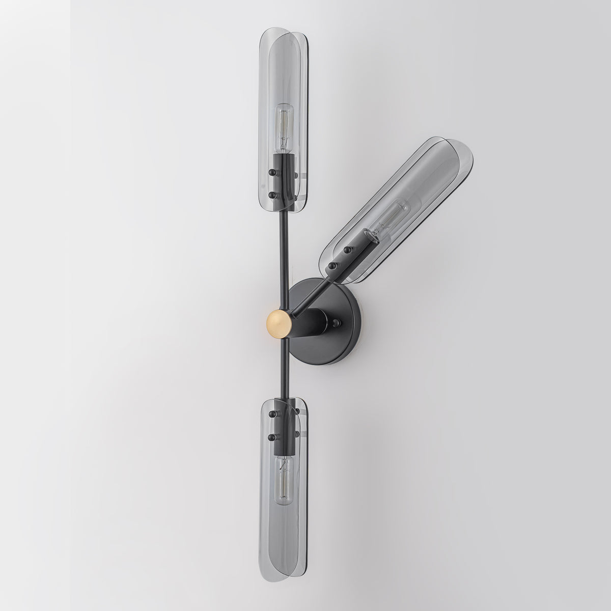 Mid-Century Modern Wall Sconce Curved Smoke Glass Matte Black Bedroom - product image 5 | Zenvolit