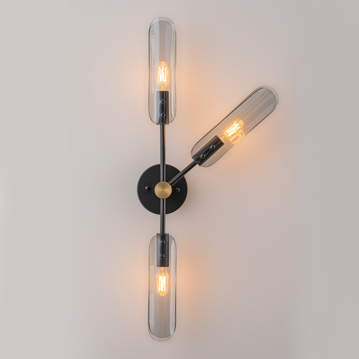 Mid-Century Modern Wall Sconce Curved Smoke Glass Matte Black Bedroom - product image 6 | Zenvolit