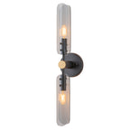 Mid-Century Modern Wall Sconce Curved Smoke Glass Matte Black Bedroom - product image 1 | Zenvolit