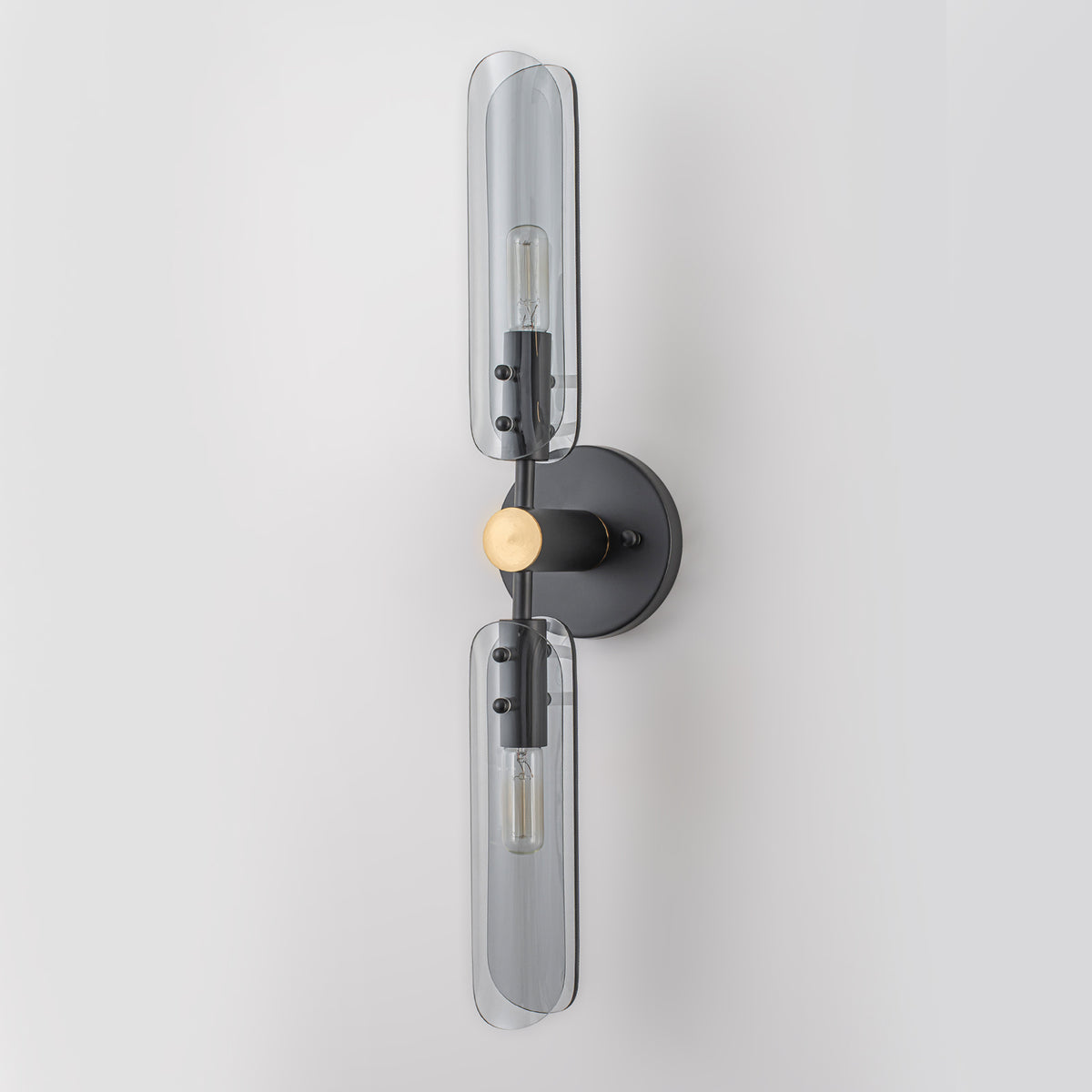 Mid-Century Modern Wall Sconce Curved Smoke Glass Matte Black Bedroom - product image 4 | Zenvolit