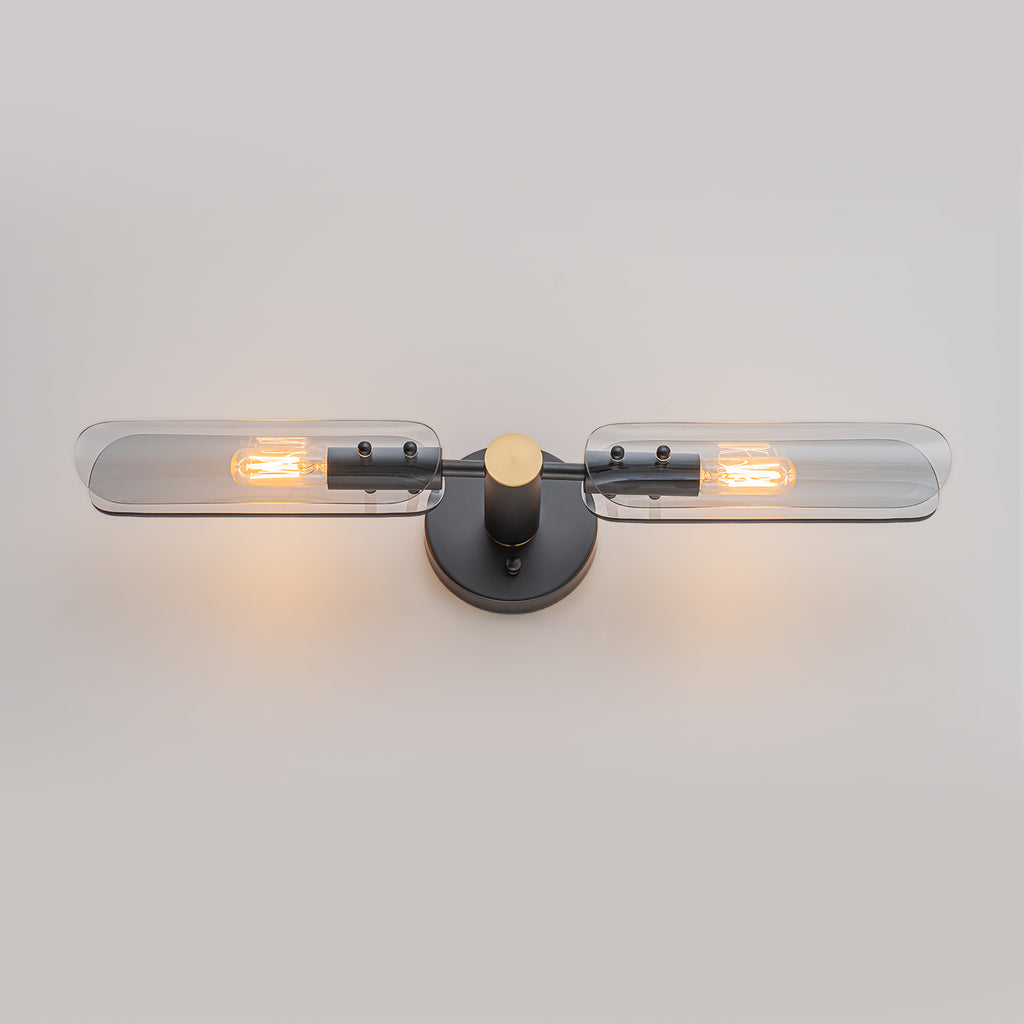 Mid-Century Modern Wall Sconce Curved Smoke Glass Matte Black Bedroom - product image 5 | Zenvolit