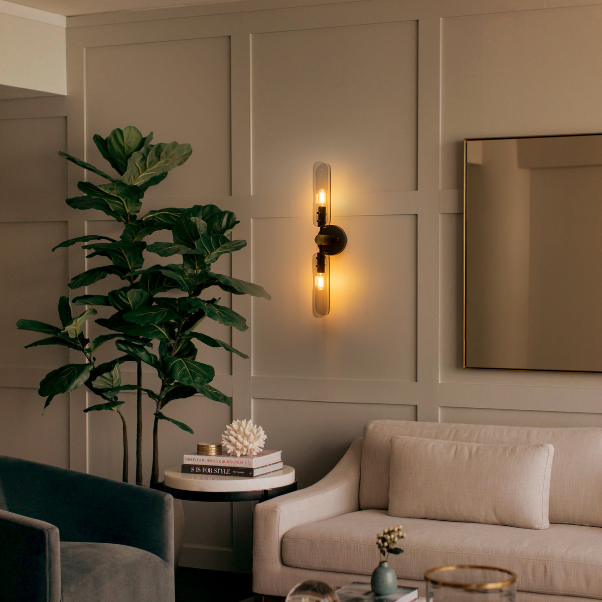 Mid-Century Modern Wall Sconce Curved Smoke Glass Matte Black Bedroom - product image 9 | Zenvolit