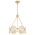 6-Light Vintage Chandelier Etched Round Glass Panels Gold Metal Frame - product image 1 | Zenvolit