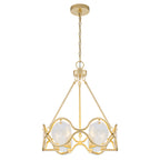 6-Light Vintage Chandelier Etched Round Glass Panels Gold Metal Frame - product image 1 | Zenvolit