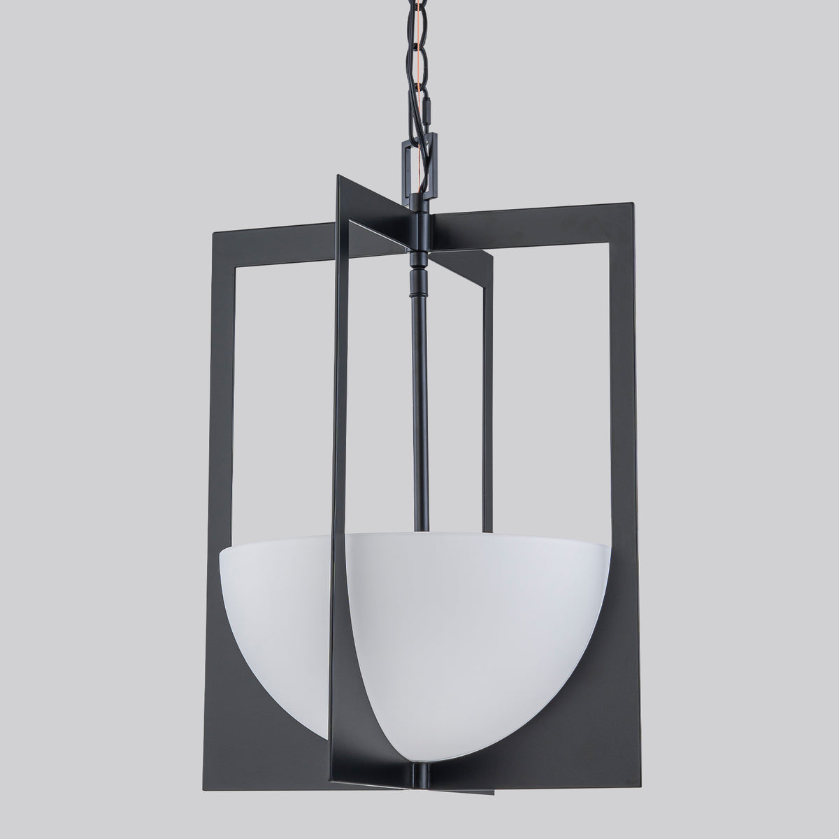 3-Light Industrial Square Frame Pendant Light, Half-Moon Opal Glass - product image 4 | Zenvolit