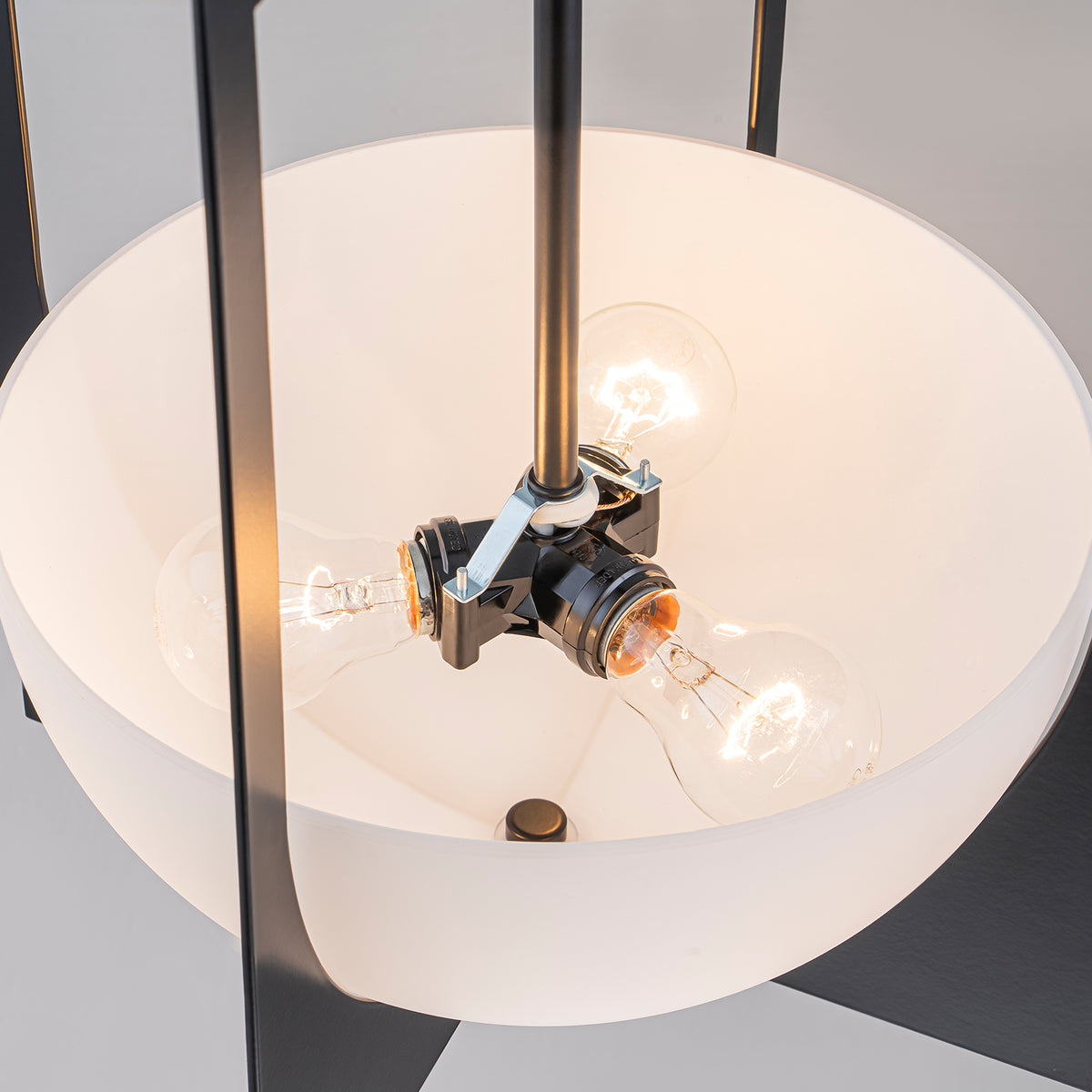 3-Light Industrial Square Frame Pendant Light, Half-Moon Opal Glass - product image 5 | Zenvolit