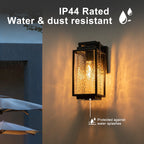 Black Outdoor Wall Sconce with Water Glass Waterproof Lantern Light - product image 1 | Zenvolit
