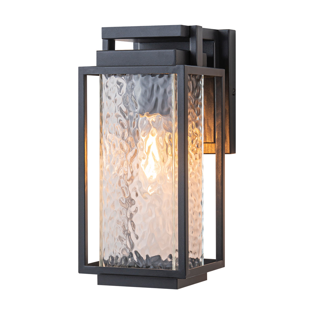 Black Outdoor Wall Sconce with Water Glass Waterproof Lantern Light - product image 2 | Zenvolit