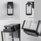 Black Outdoor Wall Sconce with Water Glass Waterproof Lantern Light - product image 4 | Zenvolit
