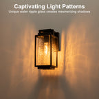 Black Outdoor Wall Sconce with Water Glass Waterproof Lantern Light - product image 5 | Zenvolit