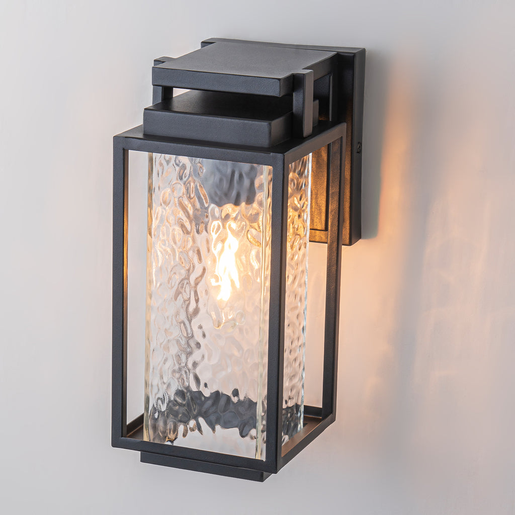 Black Outdoor Wall Sconce with Water Glass Waterproof Lantern Light - product image 7 | Zenvolit