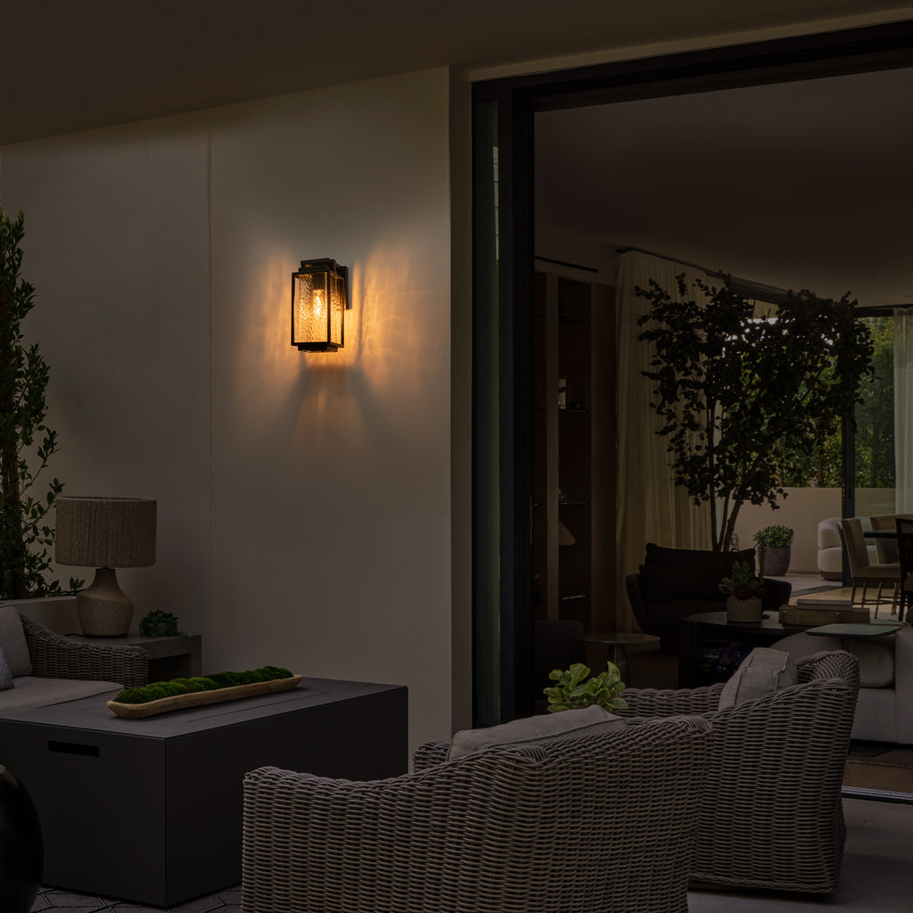 Black Outdoor Wall Sconce with Water Glass Waterproof Lantern Light - product image 11 | Zenvolit