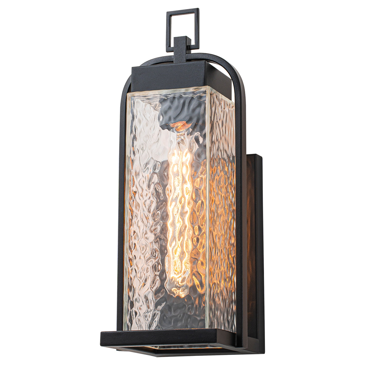 Matte Black Outdoor Wall Sconce Water Ripple Glass for Patio Porch - product image 15 | Zenvolit